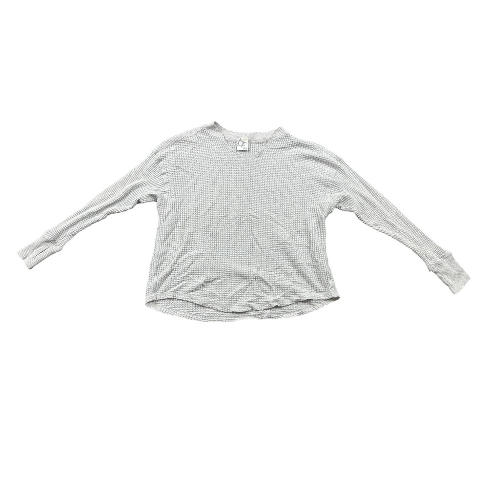 Offline by Aerie Womens XXS Waffle Knit Long Sleeve Thermal Top Gray Thumbholes